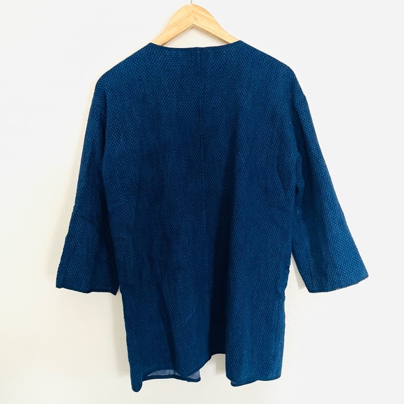 Eileen Fisher Open Front Cotton Textured Kimono Cardigan - Picture 3 of 6